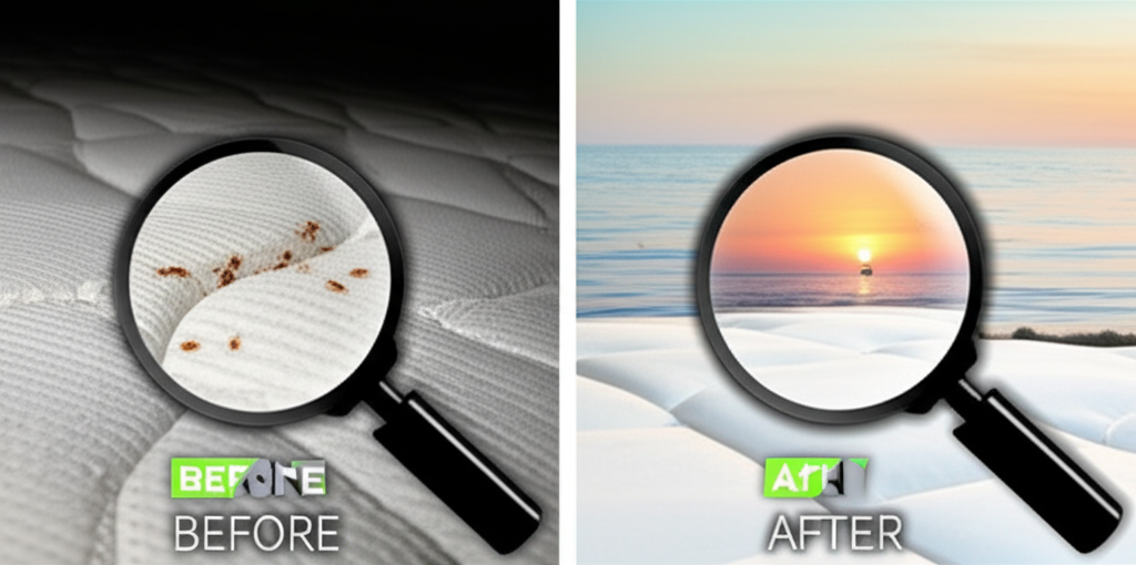 Before and after bed bug treatment